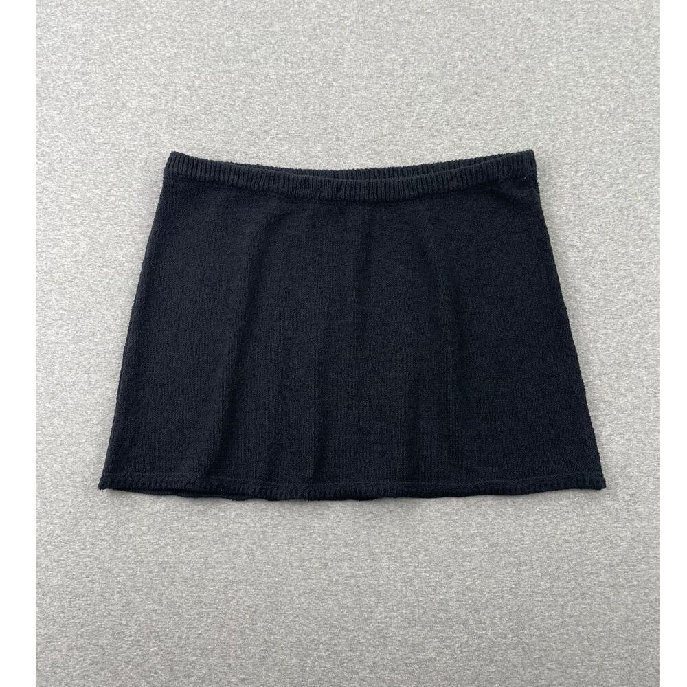 NWOT Free People Beach Knit Mini Skirt Womens L Black Soft Pull-On Waist